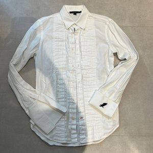 RED VALENTINO size 48 medium white button down shirt black tie elegant tuxedo